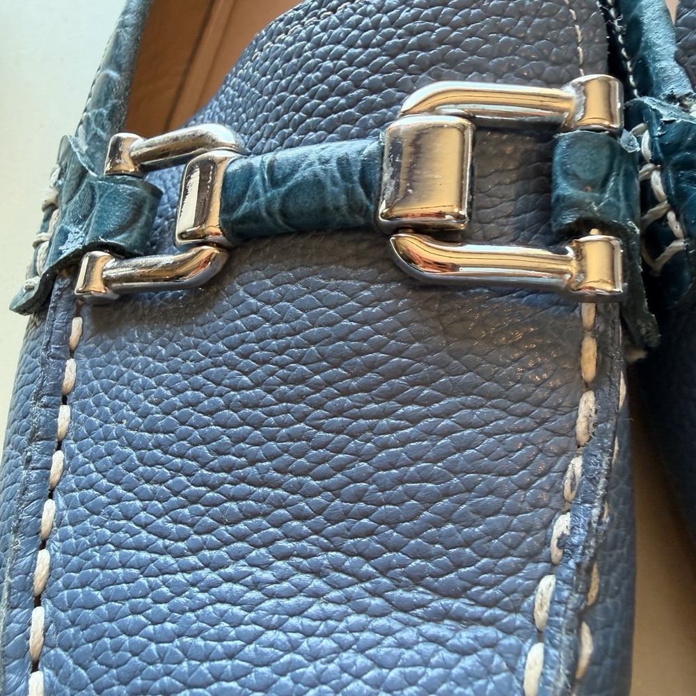 Easy Spirit Women's Megan Slip On Loafers Blue Croc Horse Bit Gorpcore